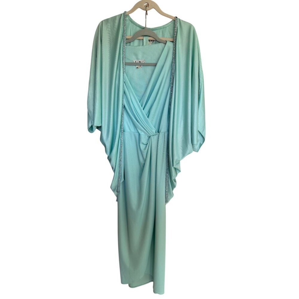 Jack Bryan Vintage1970s Womens Dress and Jacket Set Size Small Green Dolman